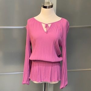Michael Kors Pink Long Sleeve V-Neck Blouse